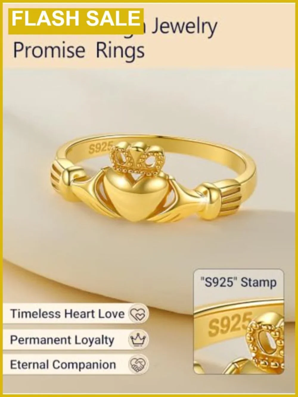 925 Sterling Silver Irish Claddagh Ring Promise Band